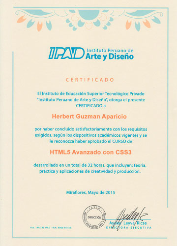 Certificado: HTML5 Avanzado con CSS3 Certificado: HTML5 Avanzado con CSS3