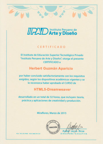 Certificado: HTML5-Dreamweaver